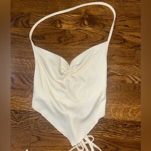 Cream colored halter top open back